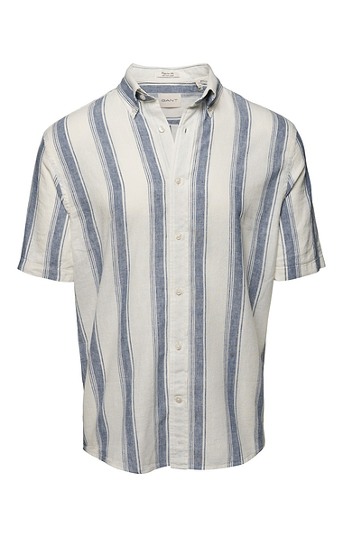 Men’s Gant Cotton Linen Stripe Short Sleeve Shirt