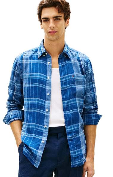 Men's Tommy Hilfiger Linen Summer Madras Regular Fit Shirt