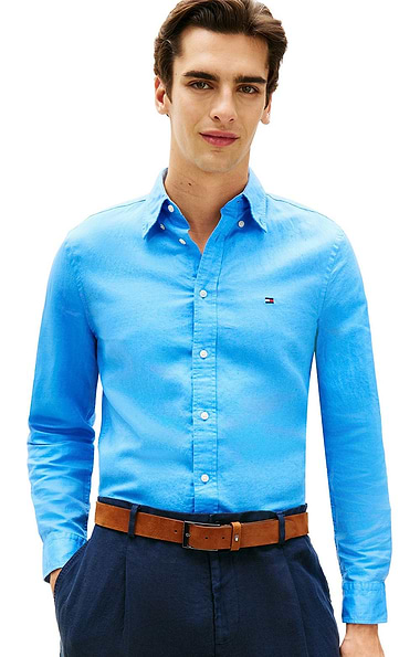 Men's Tommy Hilfiger Linen Blend Solid Button Down Regular Fit Shirt