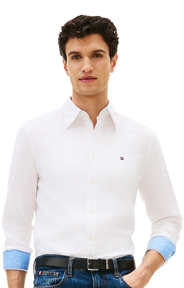 Men's Tommy Hilfiger Linen Blend Solid Button Down Regular Fit Shirt