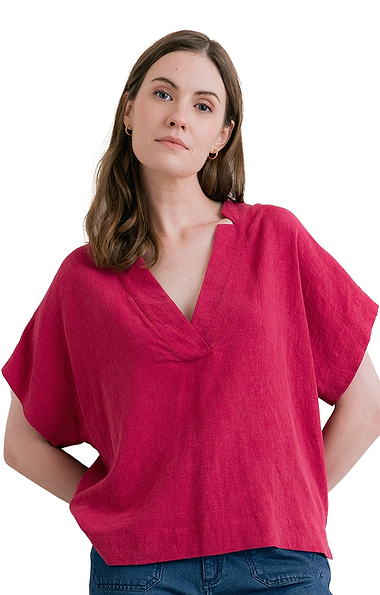 Ladies Lily & Me Orchard Linen Rich Short Sleeve Top