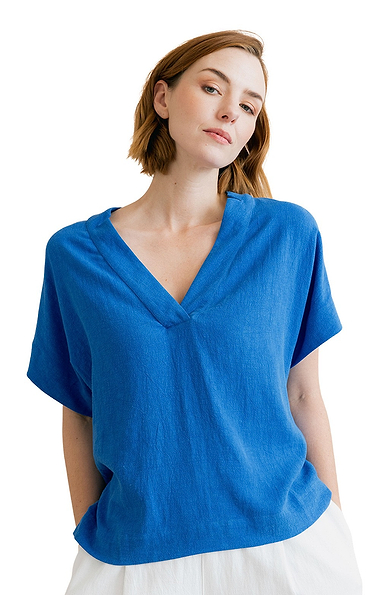Ladies Lily & Me Orchard Linen Rich Short Sleeve Top
