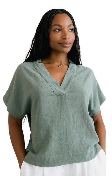 Ladies Lily & Me Orchard Linen Rich Short Sleeve Top