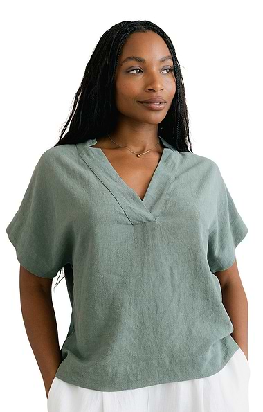 Ladies Lily & Me Orchard Linen Rich Short Sleeve Top
