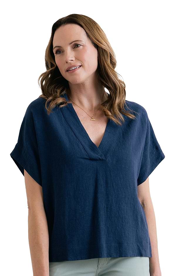 Ladies Lily & Me Orchard Linen Rich Short Sleeve Top