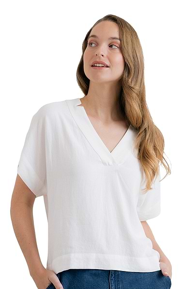 Ladies Lily & Me Orchard Linen Rich Short Sleeve Top