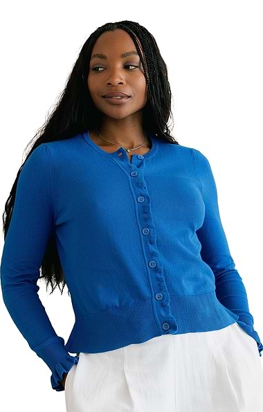 Ladies Lily & Me Lauren Cotton Scallop Edge Cardigan