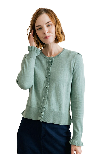 Ladies Lily & Me Lauren Cotton Scallop Edge Cardigan