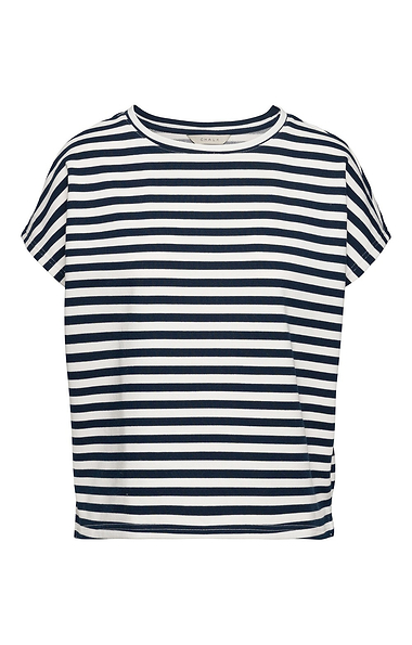Ladies Boxy Crew Neck Stripe Top