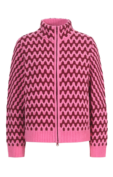 Ladies Wool Cashmere Jacquard Knit Cardigan