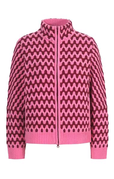 Ladies Wool Cashmere Jacquard Knit Cardigan
