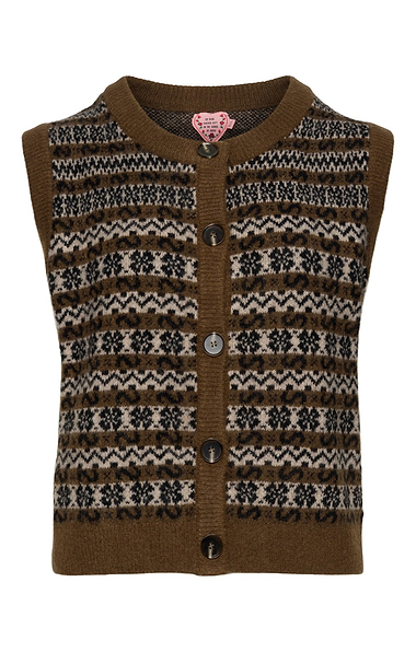 Ladies Orfeo Paris Fairisle Button Up Tank Top