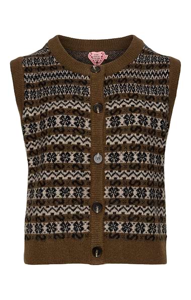 Ladies Orfeo Paris Fairisle Button Up Tank Top