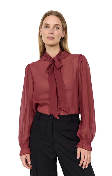 Ladies Chiffon Neck Tie Blouse