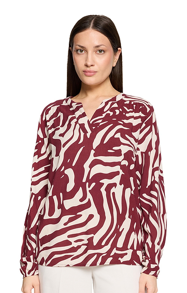 Ladies Betty & Co Animal Print Notch Neck Blouse