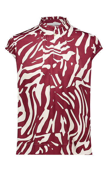 Ladies Betty & Co Animal Frilled Neck Blouse