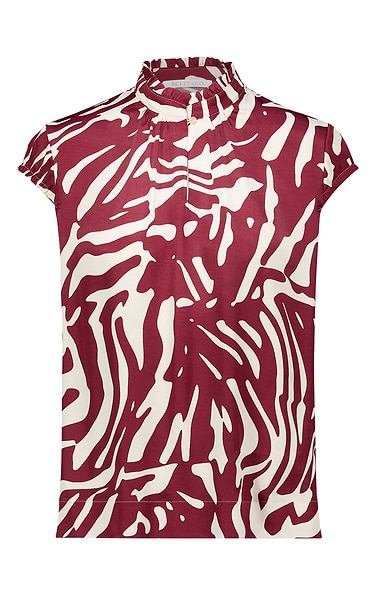 Ladies Betty & Co Animal Frilled Neck Blouse
