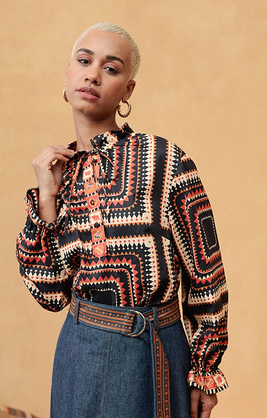 Ladies Emily Lovelock Esther Geo Print Blouse