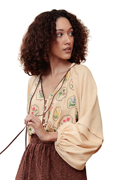 Ladies Emily Lovelock Fiora Floral Embroidered Blouse