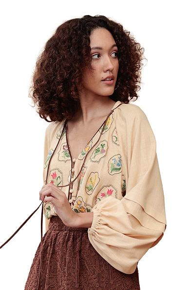 Ladies Emily Lovelock Fiora Floral Embroidered Blouse