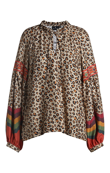 Ladies Emily Lovelock Emma Leopard print blouse