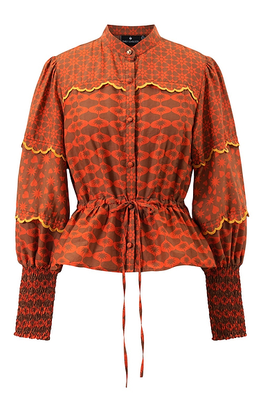Ladies Emily Lovelock Naomi Scallop Detail Print Blouse