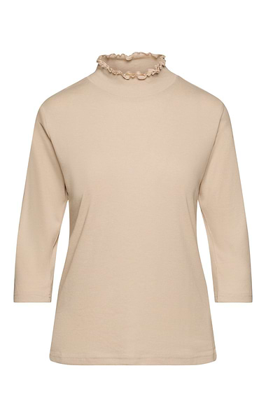Ladies Frill Neck Cotton Jersey Top