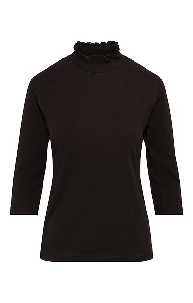 Ladies Frill Neck Cotton Jersey Top