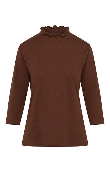 Ladies Frill Neck Cotton Jersey Top