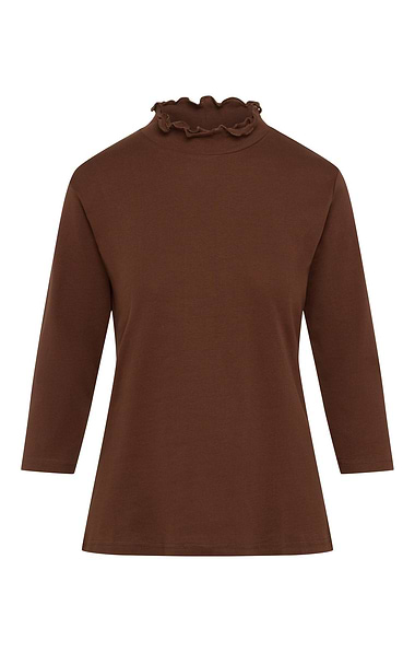 Ladies Frill Neck Cotton Jersey Top