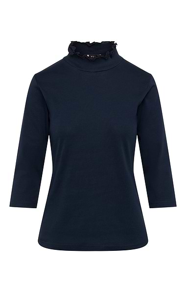 Ladies Frill Neck Cotton Jersey Top