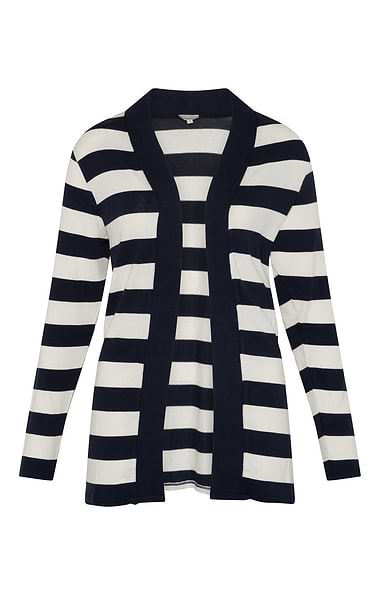 Ladies Stripe Edge To Edge Cardigan