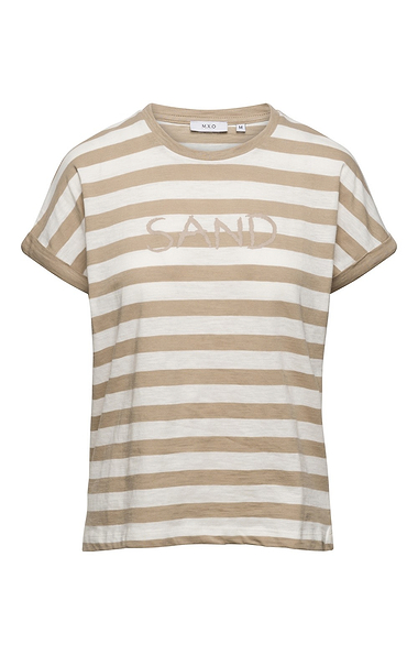Ladies Stripe Slogan T-shirt