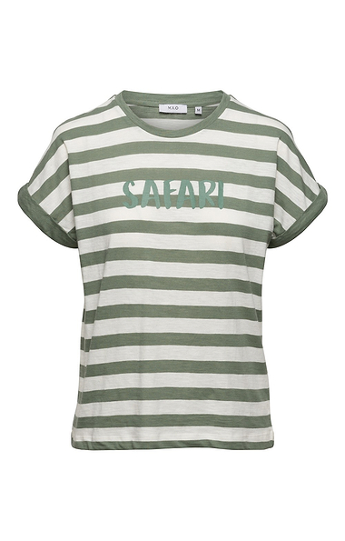 Ladies Stripe Slogan T-shirt