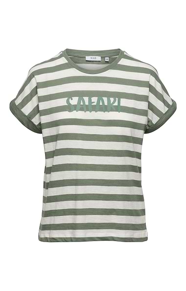 Ladies Stripe Slogan T-shirt