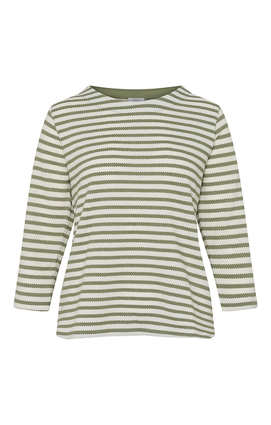 Ladies Textured 3/4 Sleeve Stripe Top