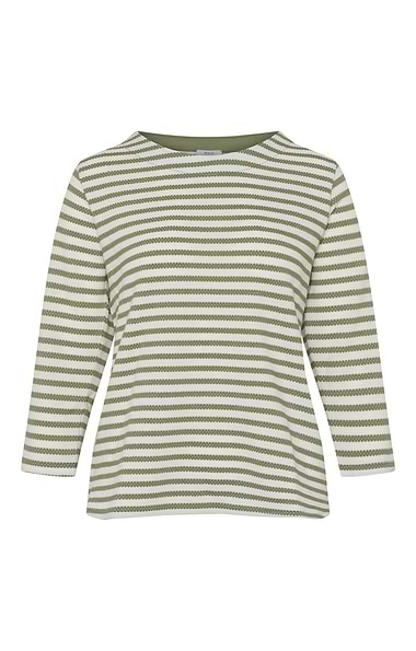 Ladies Textured 3/4 Sleeve Stripe Top