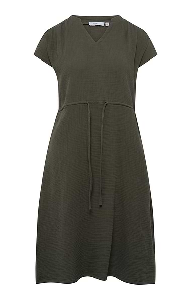 Ladies Cotton Tie Waist Midi Dress