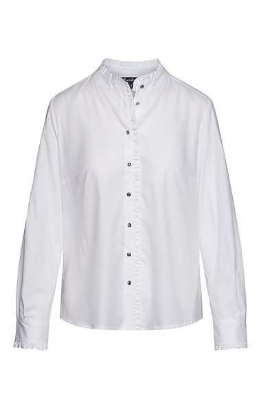 Ladies Tonal Stripe Frill Blouse