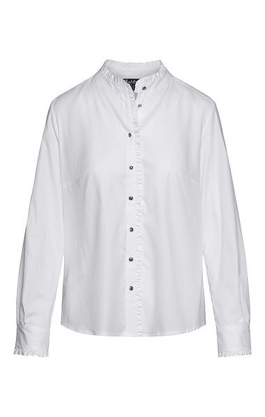 Ladies Tonal Stripe Frill Blouse
