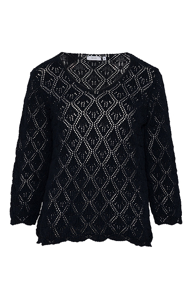 Ladies Pointelle Knit V Neck Top