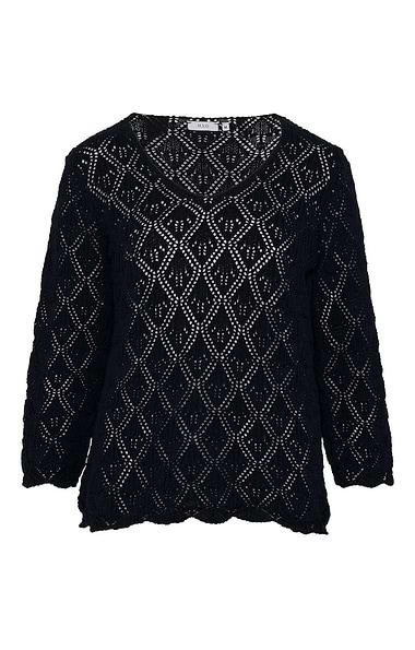 Ladies Pointelle Knit V Neck Top