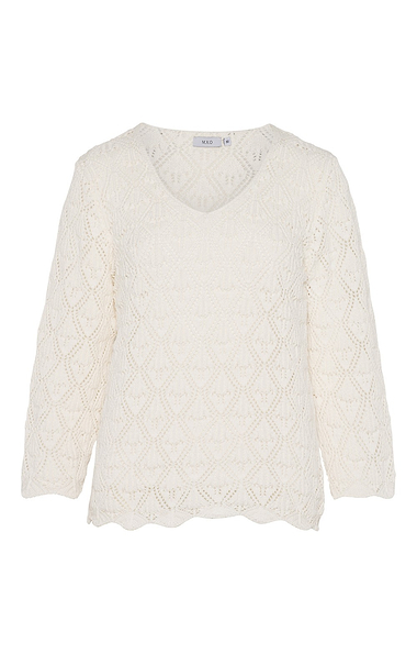 Ladies Pointelle Knit V Neck Top