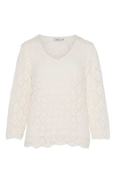 Ladies Pointelle Knit V Neck Top