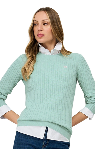 Ladies Crew Clothing Heritage Cable Crew-neck Jumper