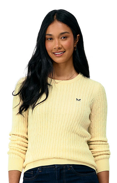 Ladies Crew Clothing Heritage Cable Crew-neck Jumper