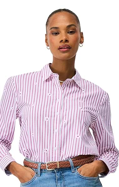 Ladies Crew Clothing Embroidered Relaxed Fit Poplin Shirt