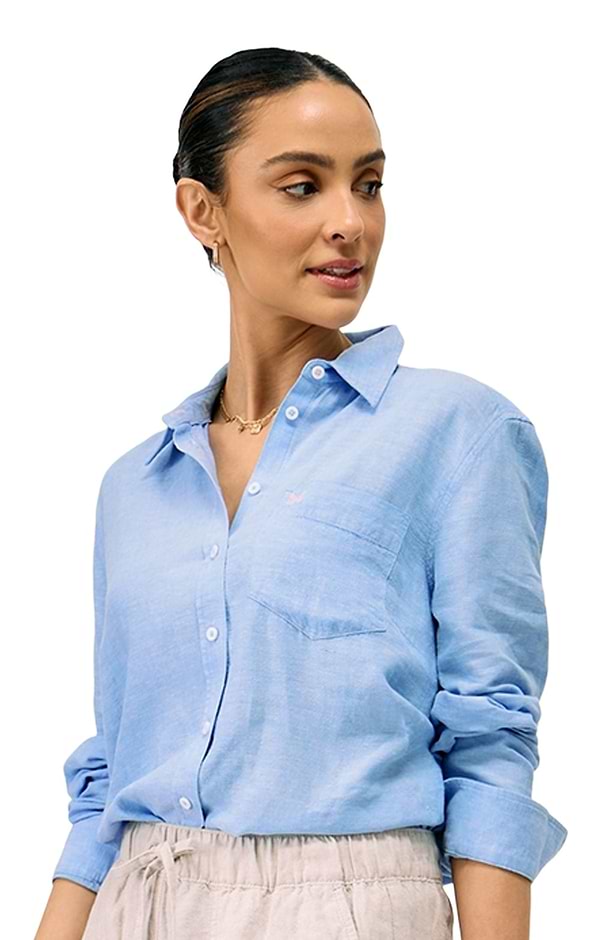 Ladies Crew Clothing Relaxed Fit Linen Blend Shirt