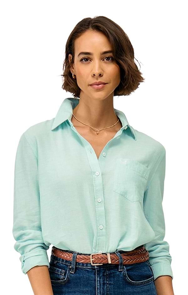 Ladies Crew Clothing Relaxed Fit Linen Blend Shirt