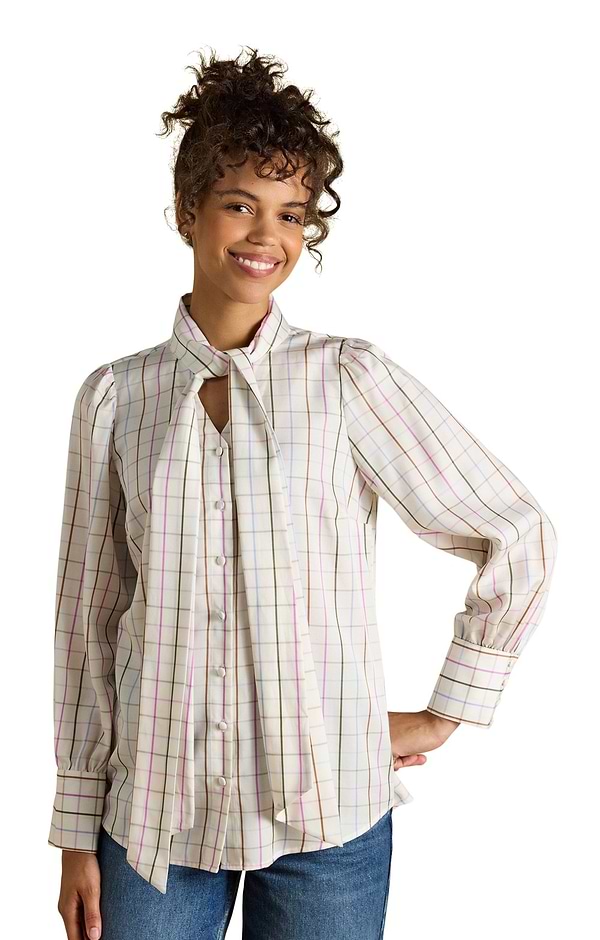 Ladies Joules Tabby Tie Neck Blouse